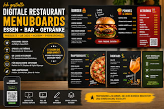 design german digital restaurant food bar menu board drinks price list qr code
