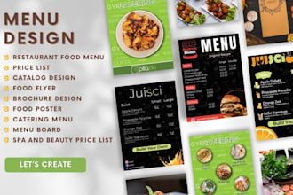 do professional menu design digital menu board price list food menu chalkboard
