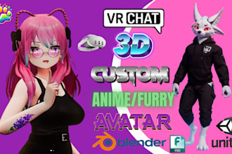 do custom vrchat 3d model furry avatar anime character design vrc
