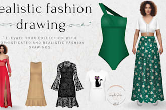 create wonderful realistic fashion drawings