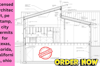 licensed architect, pe stamp, city permits for texas, florida, california, ohio