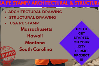 do custom house plans with pe stamp for city permit USA
