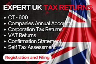 file UK company account, ct600, vat, self assessment to hmrc and companies house