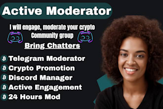 be your active telegram moderator discord manager tg community chat stickers