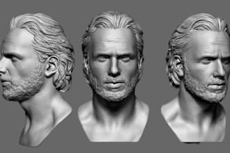 sculpt realistic 3d head, 3d bust, 3d face, 3d full body model, 3d printing