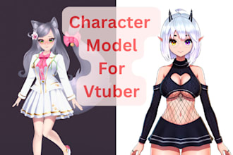 create 3d character models for vtuber, anime 3d rig and vroid vrm in blender fbx