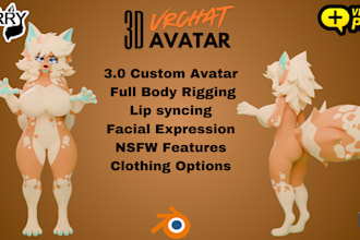 create custom 3d nsfw vrchat avatar and furry vtuber model