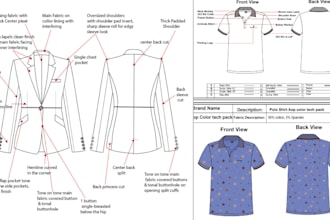 design clothing tech pack for fashion tech pack apparel mockup flat sketch tech
