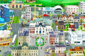 design map illustration site map cite map isometric map vector map custom map