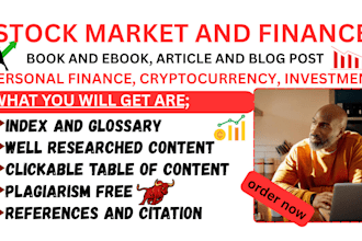 ghostwrite your ebook on stock market, crypto, forex trading, investing article