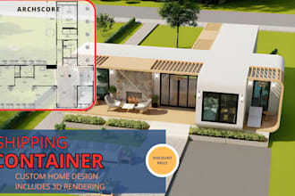 design shipping container homes with 2d floor plans and architectural drawings