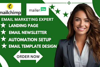 setup active campaign  ,mailerlite ,malichimp,landingpageand emailmarketing