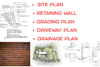 do retaining walls, grading and drainage plans, driveway plans, site plan