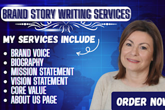 write a personal bio brand story, mission and vision statements, about me page