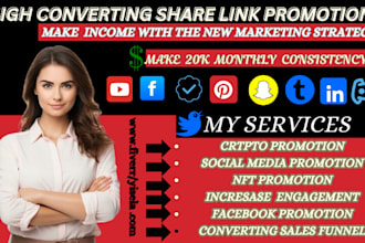 shoutout promote share link to active usa uk 100m fb twitter nft crypto audience