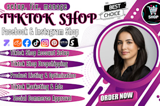 set up tiktok shop facebook shop tik tok dropshipping ads tiktok shop manager