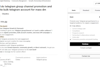 do telegram group channel promotion and create bulk telegram account for mass dm