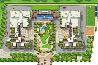 draft render 2d site plan, plot master plan, permit drawing, landscape design