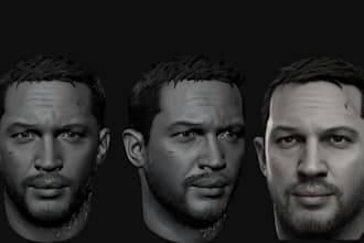 sculpt realistic 3d head, 3d face 3d bust full body 3d model for 3d printing