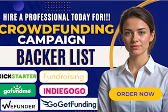 generate active crowdfunding backers list for kickstart indiegogo gofundme