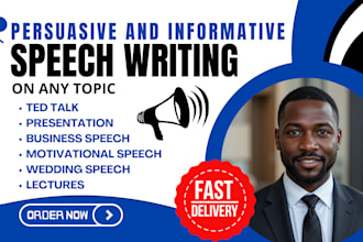 write a powerful, informative speech, persuasive speech, motivational speech