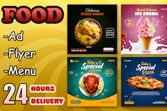 design eye catching food flyers for social media ads