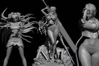 sculpt 3d nsfw female character model 3d print anime figures in zbrush blemder