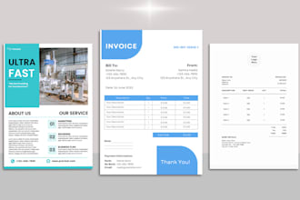 design letterhead, invoice, receipt, pdf document, template