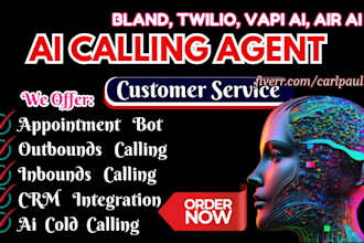 do ai calling agent for outbound call, inbound call using vapi ai, bland ai