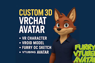 do custom 3d vrchat, vr character unity,  vrchat avatar, vroid, furry nsfw rig