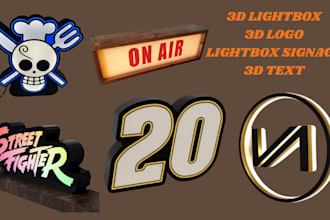 3d lightbox, 3d logo, 3d text, 3d letter, lightbox neon design, keychain coaster