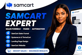 samcart salesfunnel, systeme io, thrivecart, landing page, samcart website