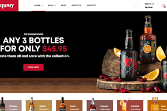 design wine shopify store liqour store juice store beverages website wine store