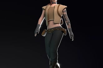 design stylized character for unity game,realistic texture,ue5 character rigging