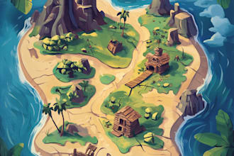 draw fantasy map illustration for dnd, novels and games