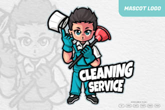 create cartoon t shirt cleaning laundry logo