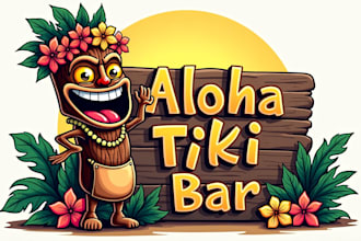 design a unique aloha tiki bar mascot logo within 1 day