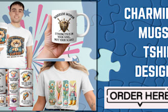 design custom 2d 3d coffee mug tshirt design for printify print on demand shop