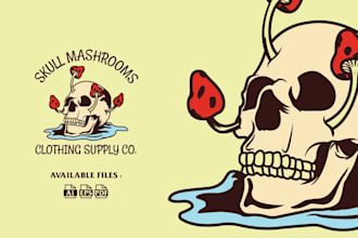 do custom mushroom skull logo