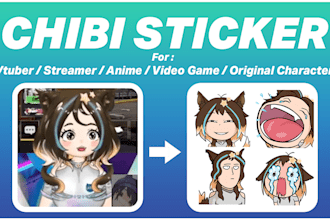 draw chibi anime stickers for vtuber or streamer, no ai