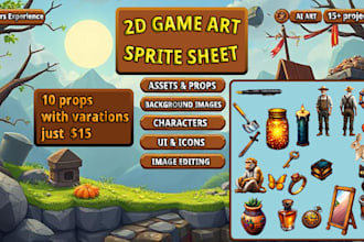 create 2d game assets, background with many art style