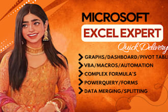 be your expert in excel charts, graphs, pivot tables and data cleaning