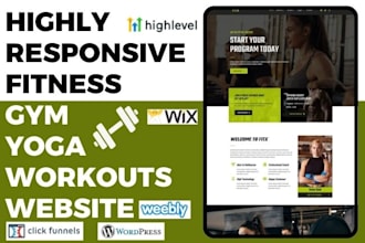 design fitness website gym website workouts website yoga website