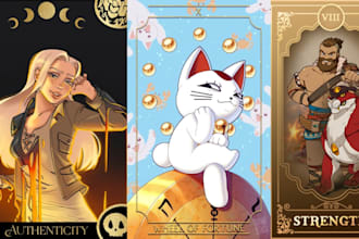 design custom tarot decks and oracle cards with unique fantasy illustration