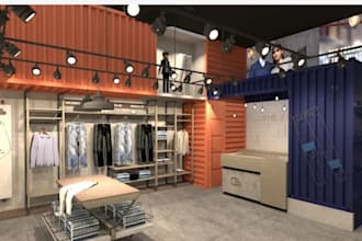 design and render 3d retail stores, shops interior