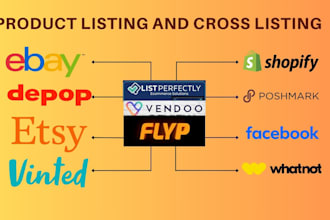cross list  products using vendoo, list perfectly and flyp to any marketplace