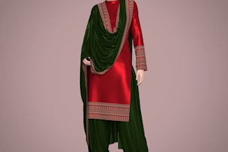 salwar and indo western in clo3d
