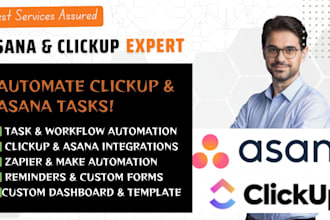 fully setup and optimize your clickup or asana workspace, dashboards, templates