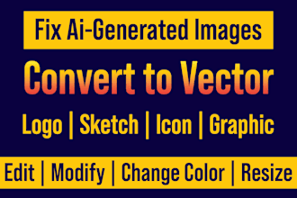 edit, fix, redraw clean up logo jpg, png or ai generated image to vector file