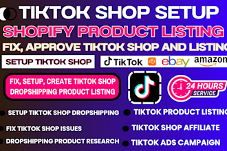fix, approve USA, UK tiktok shop setup shopify dropshipping product listing sync